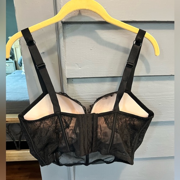 Victoria’s Secret Black Rhinestone Strap Pushup Corset Bra Top 38DD😍 - Picture 8 of 12